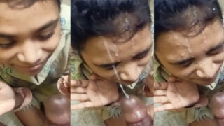 Horny village girl gets cum on her face